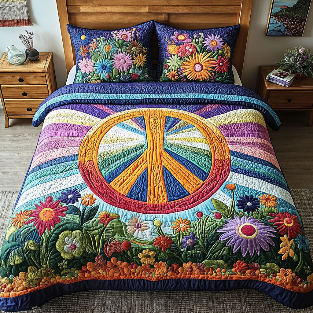 Tie Dye Dreams Quilted Bedding Set Boho Chic Bedspread Set Hippie Gift