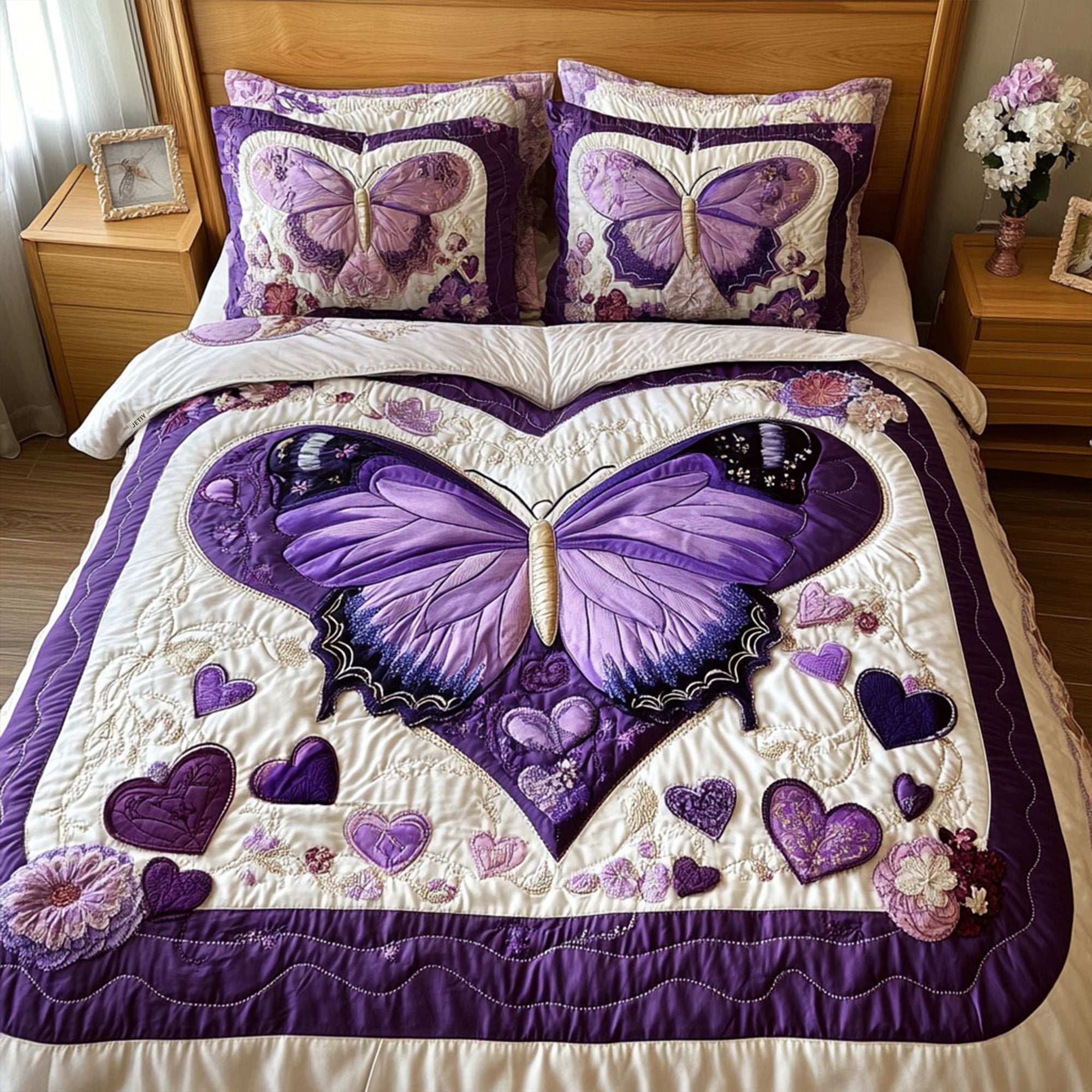 A Love That Takes Flight Quilted Bedding Set Valentine Romantic Bedspread Set Valentine Gift
