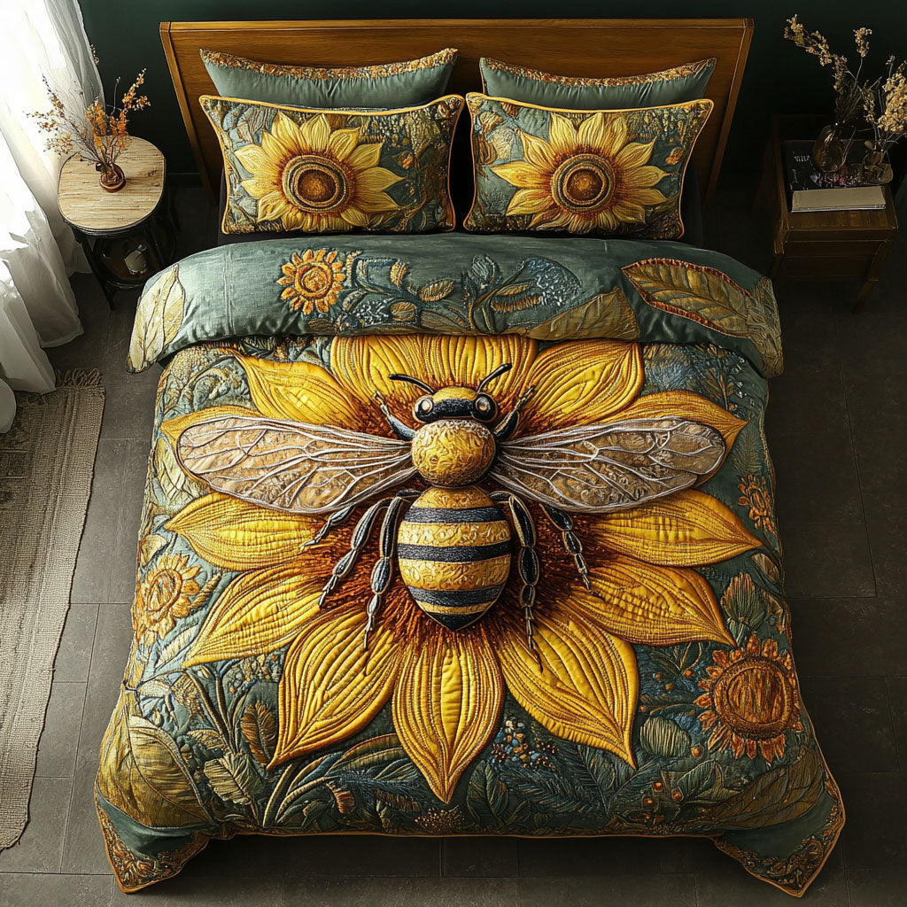 Beeutiful Haven Quilted Bedding Set Honey Bee Bedspread Set Bee Lover Gift