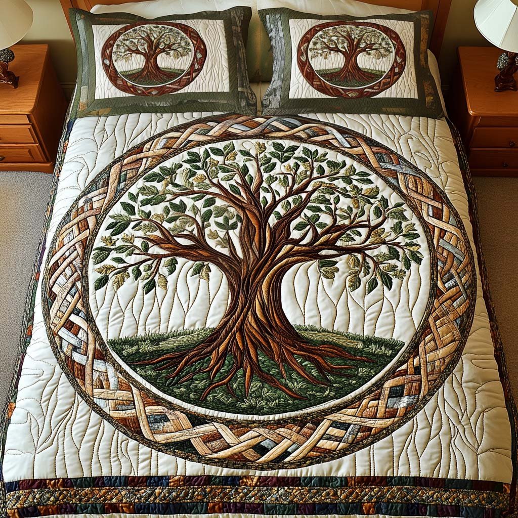 Heritage Tree Quilted Bedding Set Mystic Tree Bedspread Set Gift For Mom
