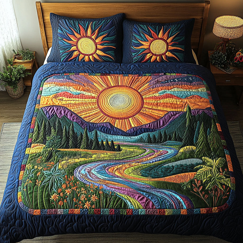 Sunbeam Serenity Quilted Bedding Set Cozy Bedroom Bedspread Set Gift