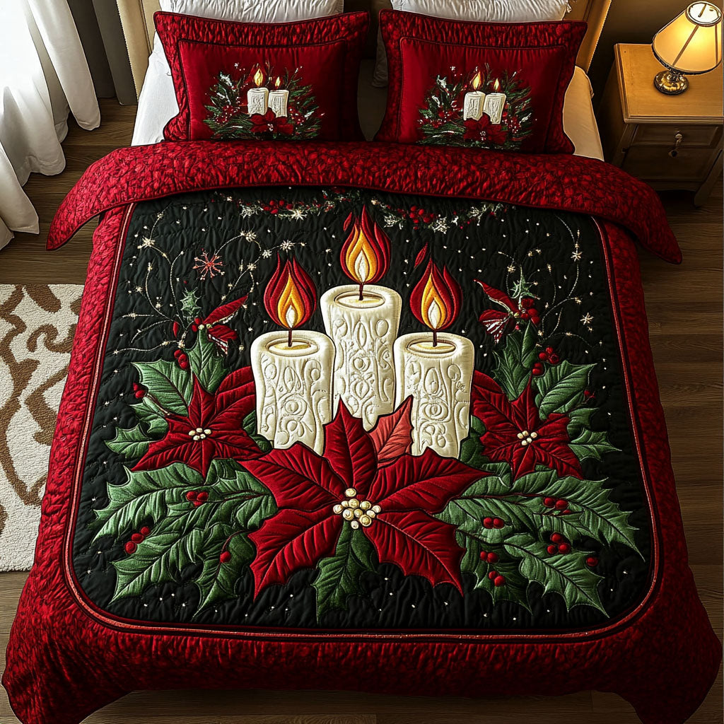 Winter Warmth Quilted Bedding Set Snowy Winter Bedspread Set Holiday Gift