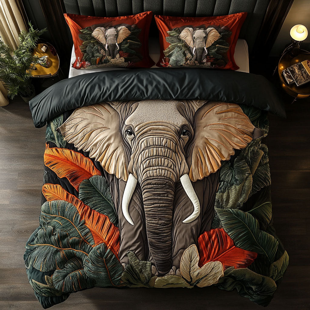 Jungle Majesty Quilted Bedding Set Safari Elephant Bedspread Set Gift For Mom
