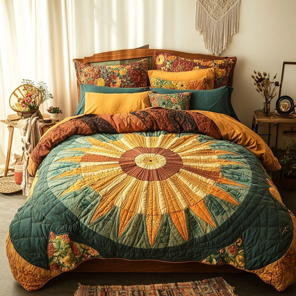 Autumn Bliss Quilted Bedding Set Thanksgiving Fall Bedspread Set Fall Decor Gift