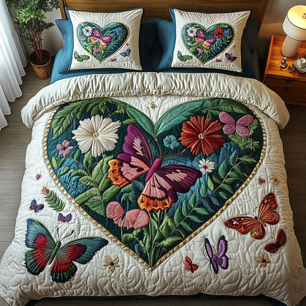 Nature Embrace Quilted Bedding Set Rustic Forest Bedspread Set Outdoor Lover Gift