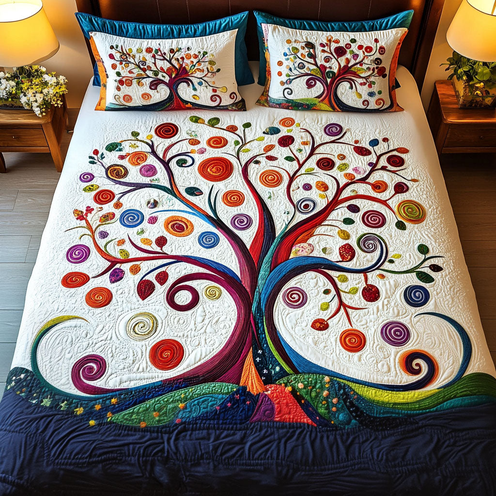 Branches Of Harmony Quilted Bedding Set Boho Tree Bedspread Set Housewarming Gift