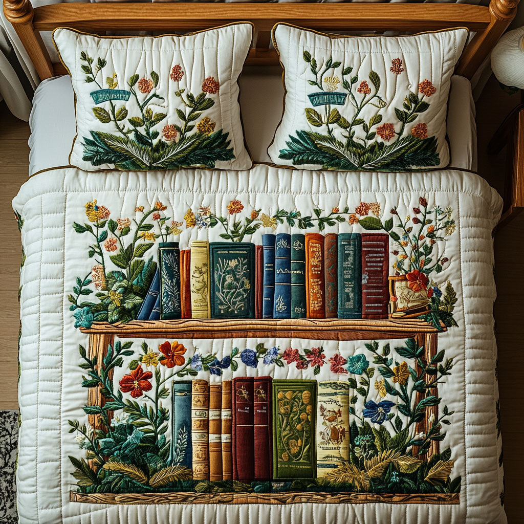 Floral Literature Bliss Quilted Bedding Set Wildflower Floral Bedspread Set Gift For Mom