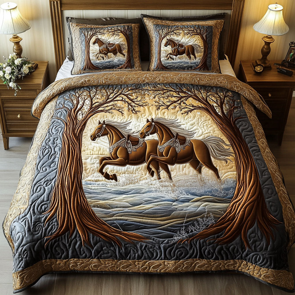 Mystic Rider Quilted Bedding Set Equestrian Horse Bedspread Set Equestrian Gift