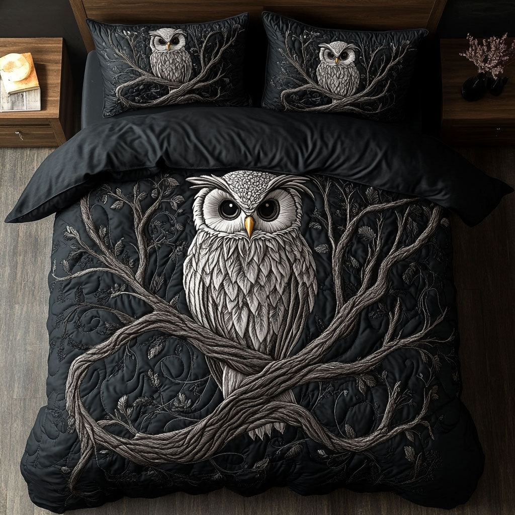 Silent Watcher Quilted Bedding Set Farmhouse Bedroom Bedspread Set Gift For Her