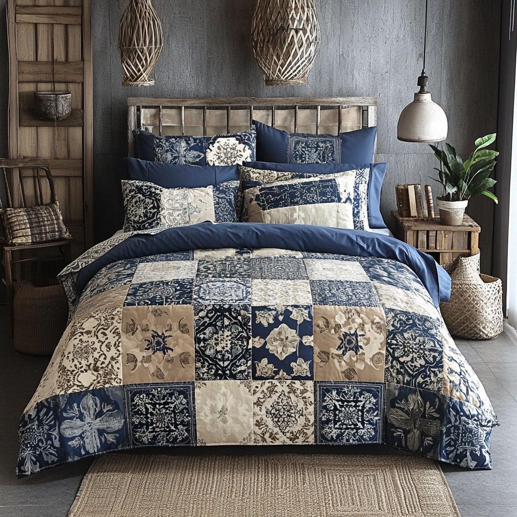 Vintage Patchwork Charm Quilted Bedding Set Cozy Bedroom Bedspread Set Bedroom Decor Gift