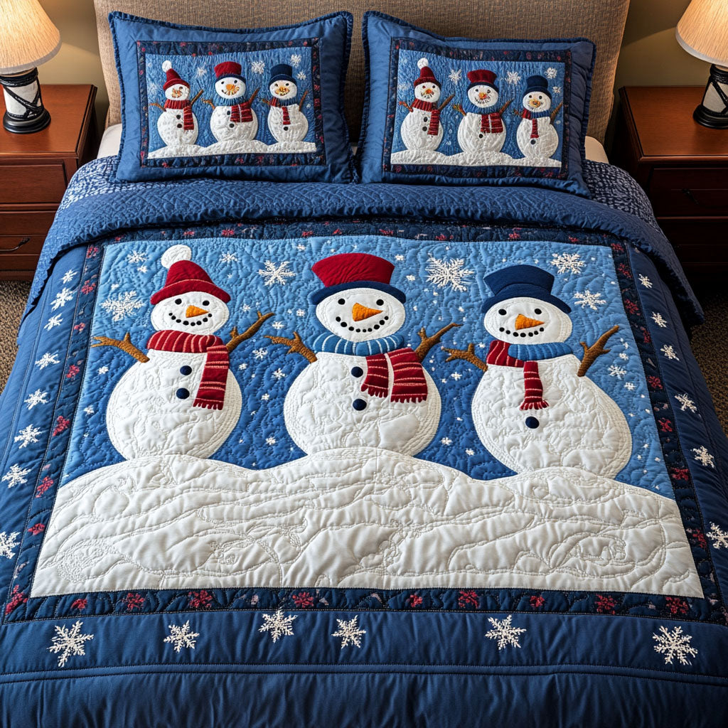 Chilly Cheer Quilted Bedding Set Frosty Winter Bedspread Set Gift Decor