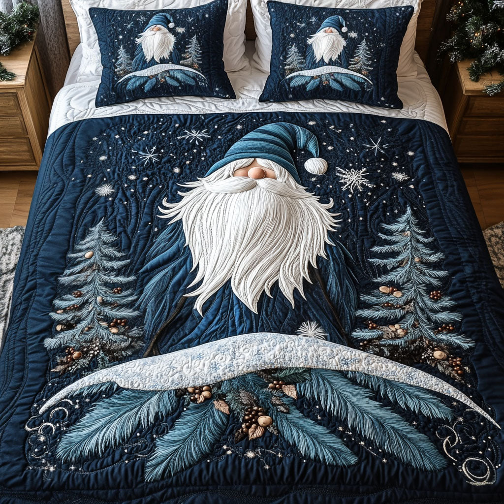 North Pole Nights Quilted Bedding Set Vintage Santa Bedspread Set Family Gift
