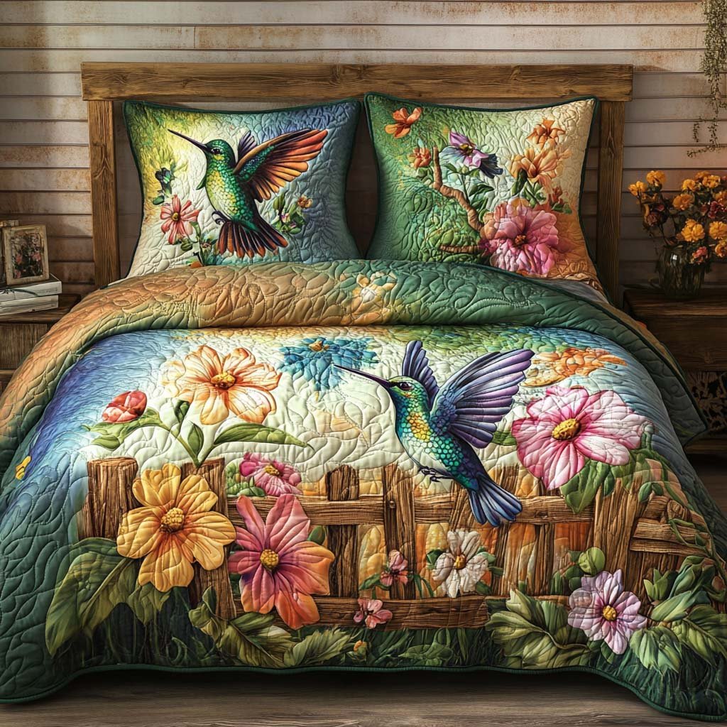 Emerald Grace Quilted Bedding Set Cottage Bedroom Bedspread Set Gift