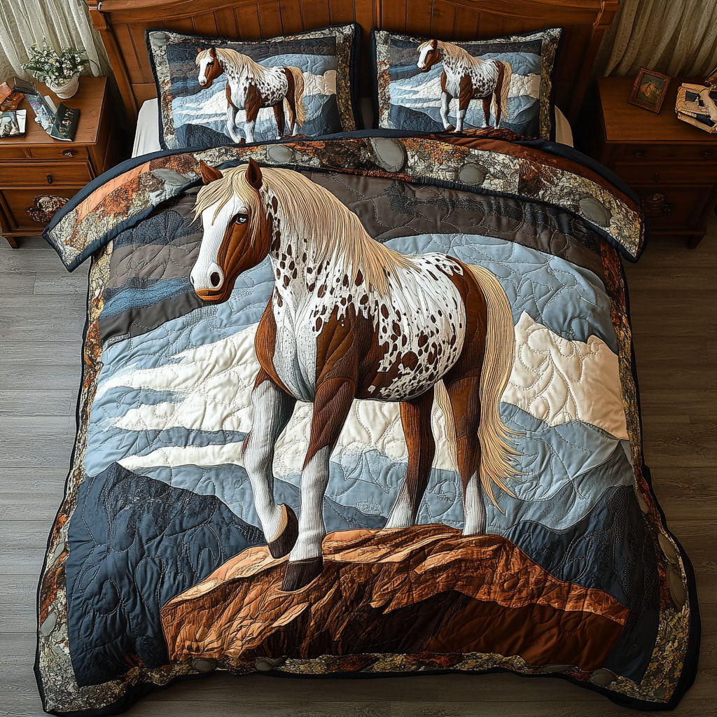 Horse And Sunflowers Quilted Bedding Set Western Horse Bedspread Set Cowgirl Gift
