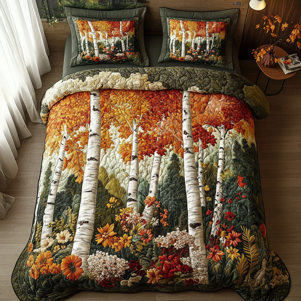Aspen Escape Quilted Bedding Set Rustic Mountain Bedspread Set Hiker Gift