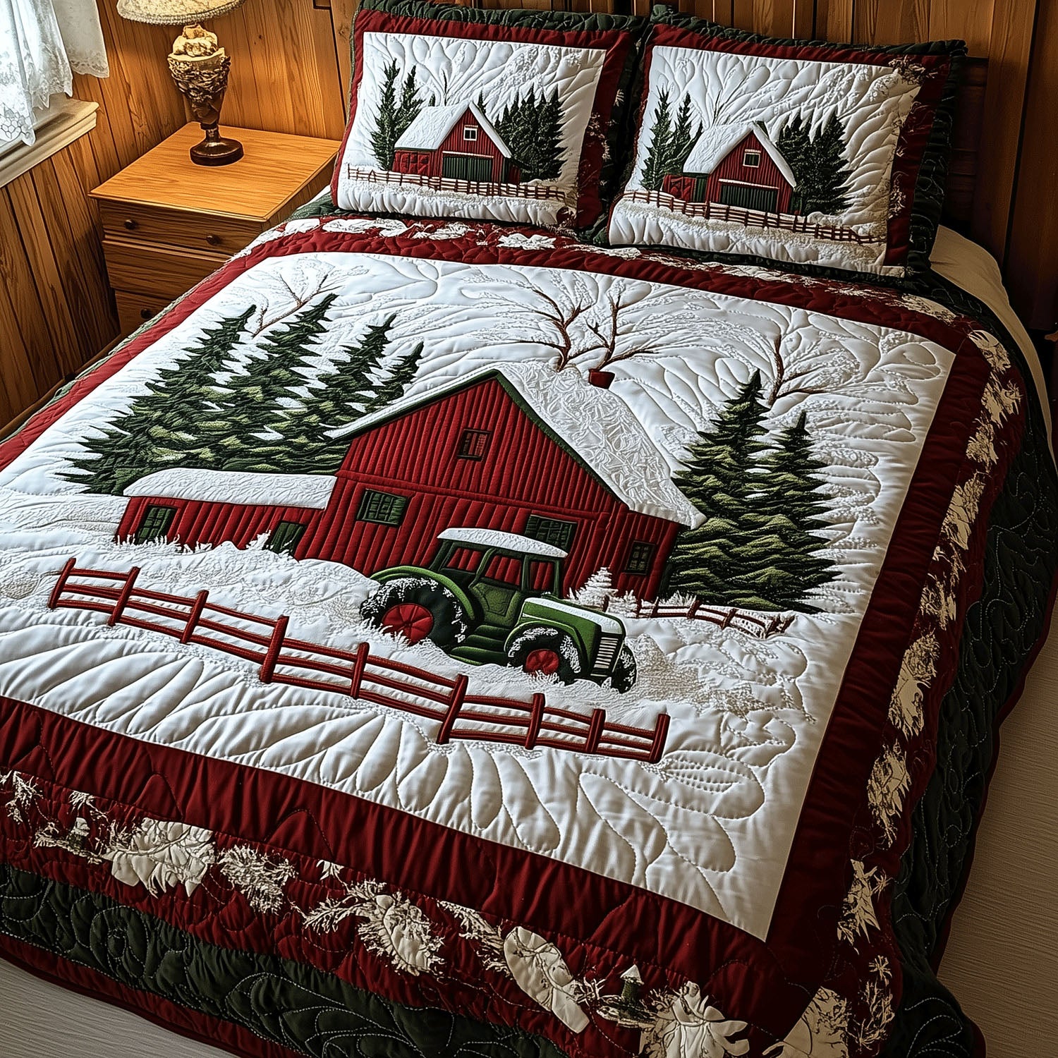 Farmhouse Holiday Dreams Quilted Bedding Set Christmas Holiday Bedspread Set Holiday Gift