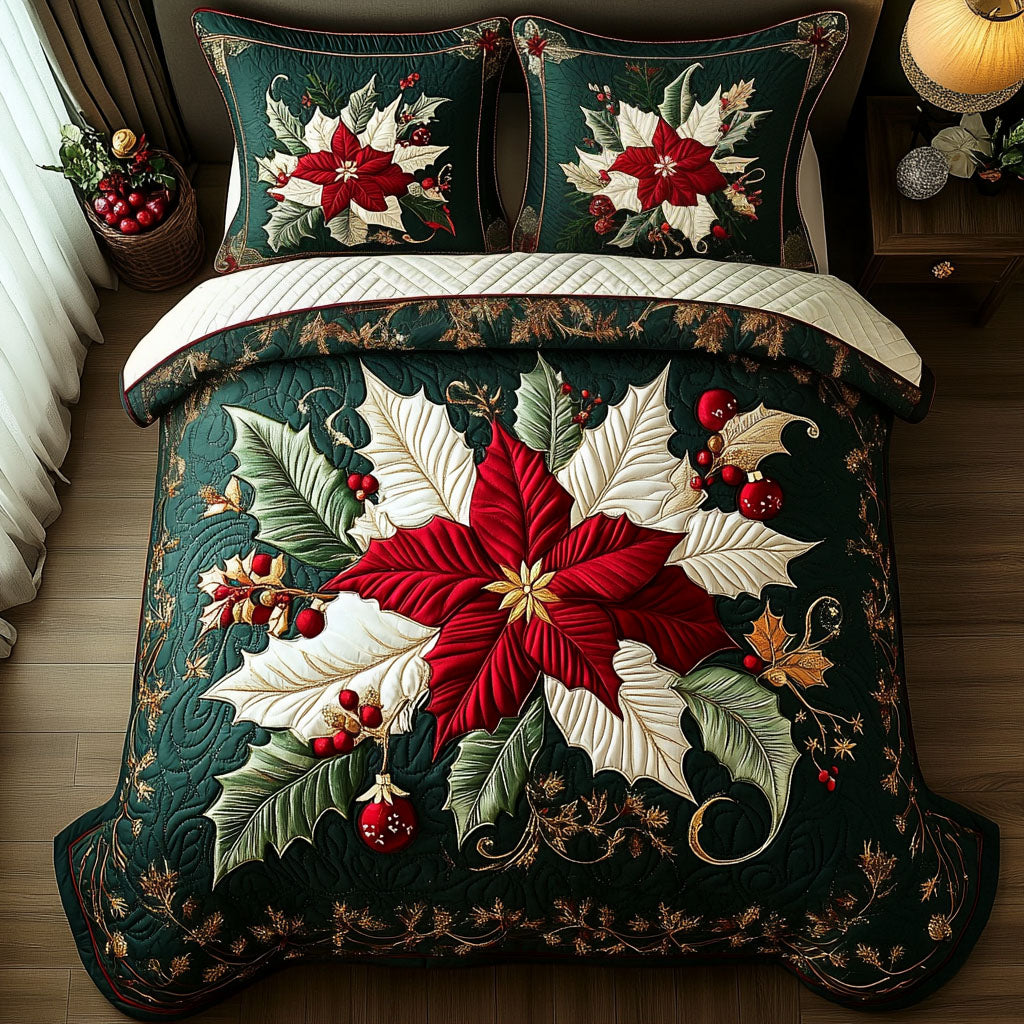 Holiday Bloom Quilted Bedding Set Wildflower Floral Bedspread Set Gift For Her