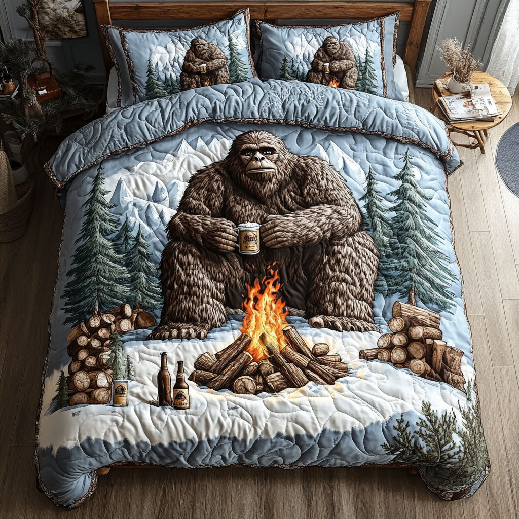 Bigfoot Journey Quilted Bedding Set Bigfoot Believer Bedspread Set Outdoor Lover Gift