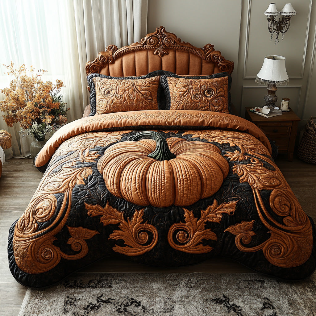 Autumn Glow Quilted Bedding Set Rustic Fall Bedspread Set Fall Decor Gift