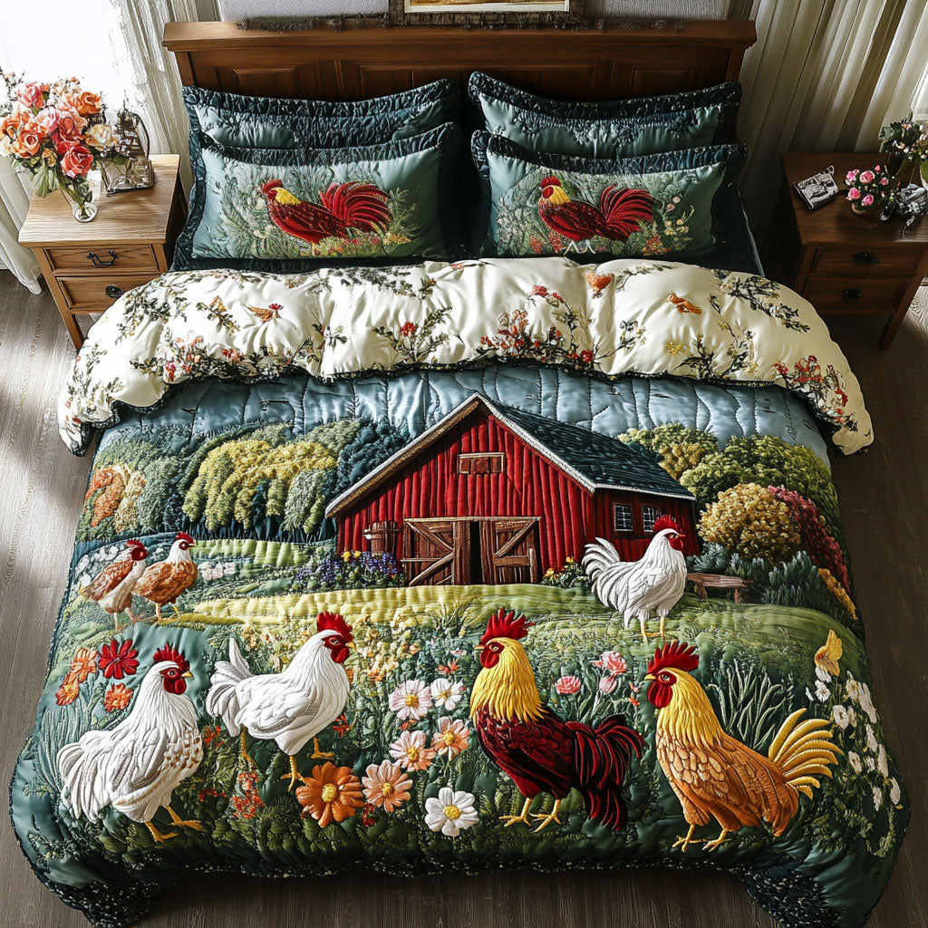 Barn Beauty Quilted Bedding Set Farmhouse Country Bedspread Set Farmhouse Gift