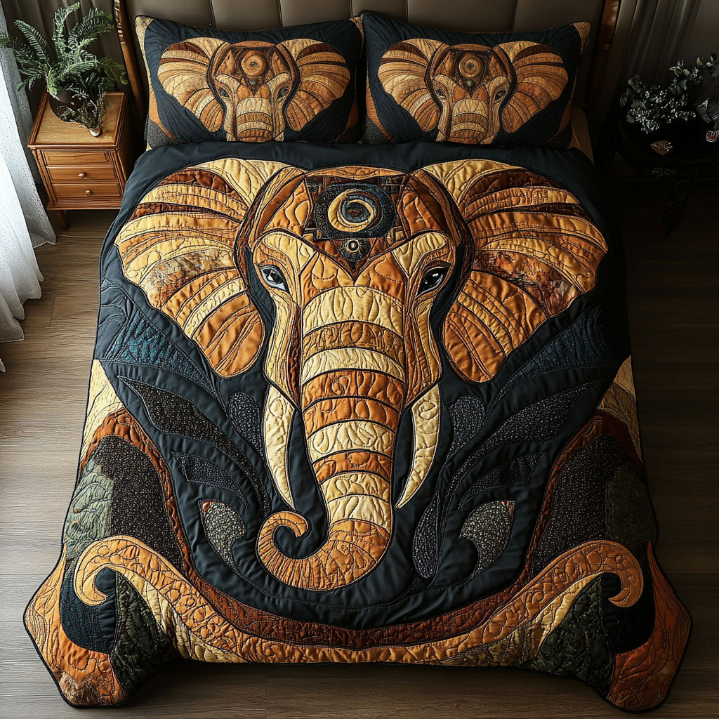 Majestic Elephant Quilted Bedding Set Elephant Lover Bedspread Set Elephant Lover Gift