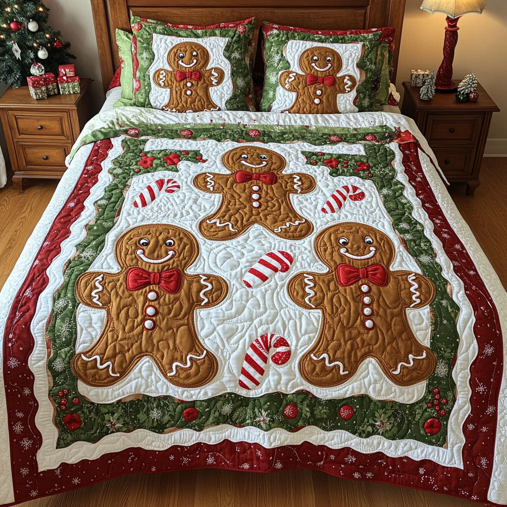 Gingerbread Dreams Quilted Bedding Set Gingerbread Candy Bedspread Set Holiday Gift
