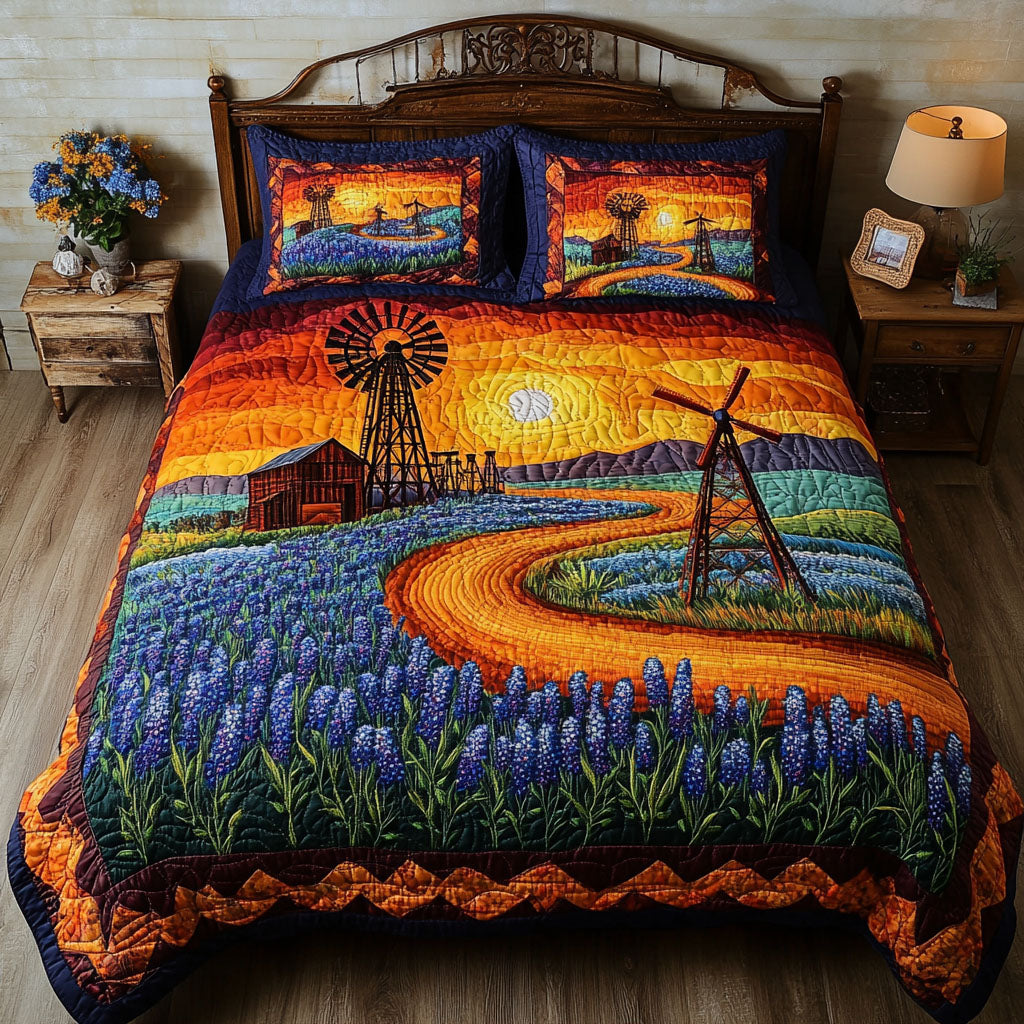 Sunset Texas Quilted Bedding Set Lone Star Texas Bedspread Set Western Lover Gift