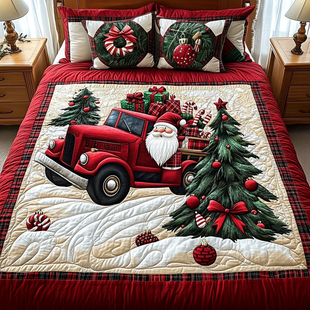 Cozy Christmas Eve Quilted Bedding Set Xmas Holiday Bedspread Set Xmas Gift For Mom
