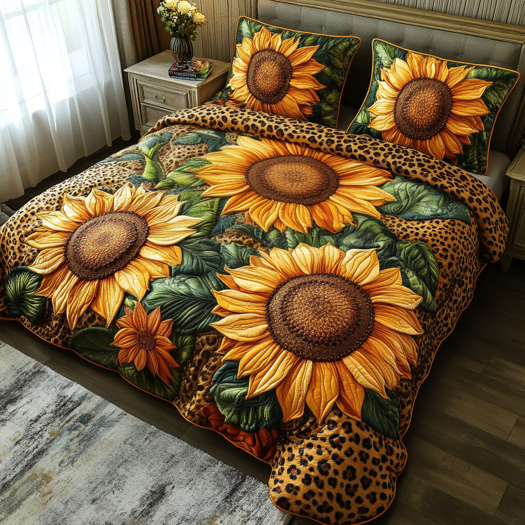 Sunflower Dreams Quilted Bedding Set Rustic Sunflower Bedspread Set Farmhouse Gift