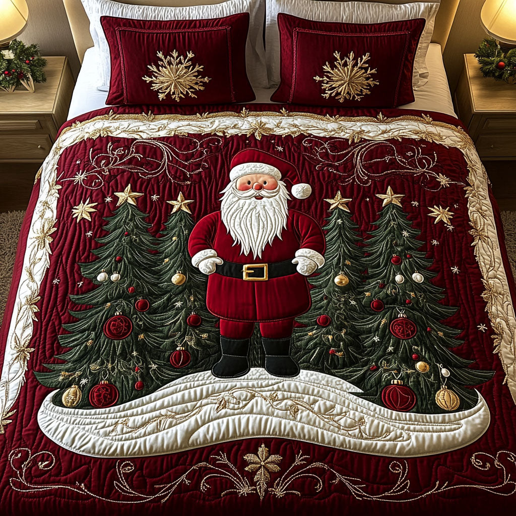 Festive Frost Quilted Bedding Set Winter Wonderland Bedspread Set Holiday Gift