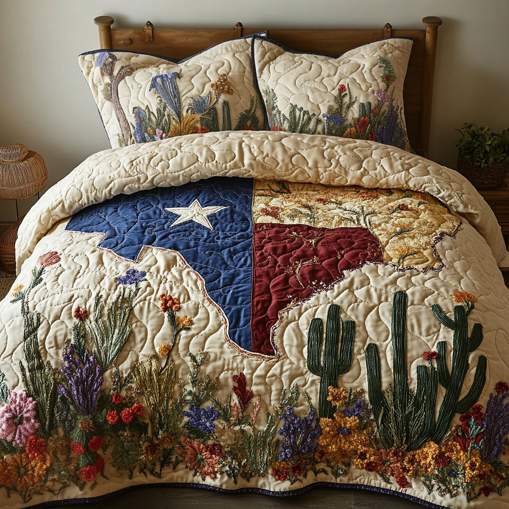 Lone Star Glory Quilted Bedding Set Texas Western Bedspread Set Texas Lover Gift