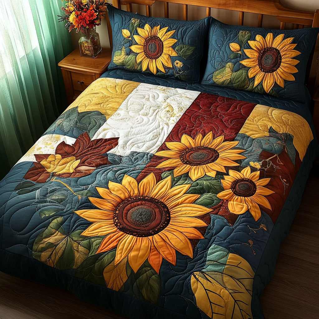 Floral Radiance Quilted Bedding Set Vintage Floral Bedspread Set Gift For Her