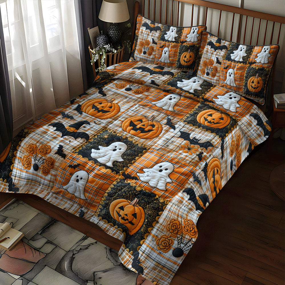 Witches Boots Halloween Quilted Bedding Set Halloween Night Bedspread Set Gothic Gift
