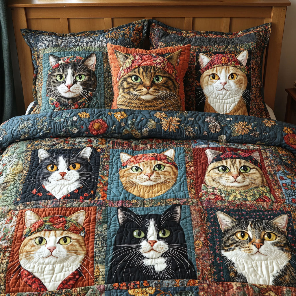 Paws Whimsy Quilted Bedding Set Dog Paw Bedspread Set Gift For Dog Lovers