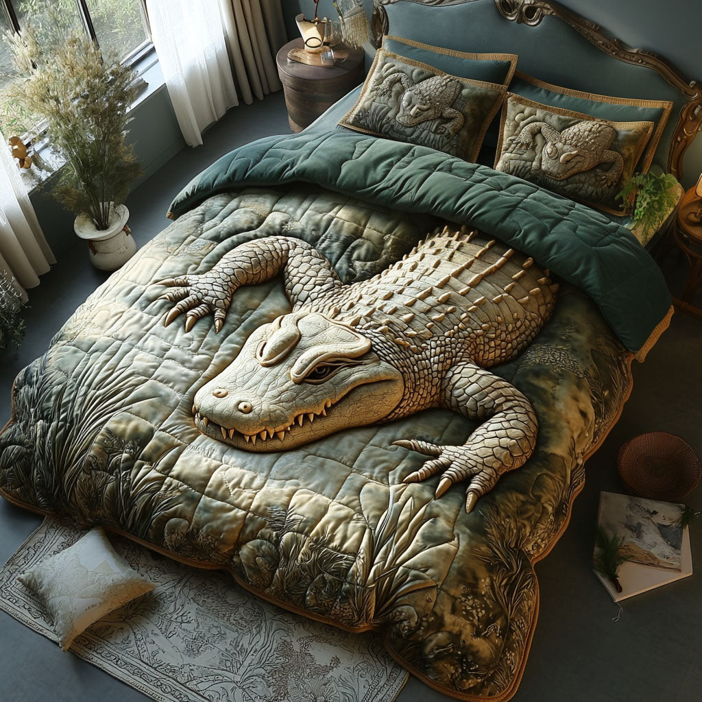 Everglades Alligator Quilted Bedding Set Alligator Swamp Bedspread Set Florida Lover Gift