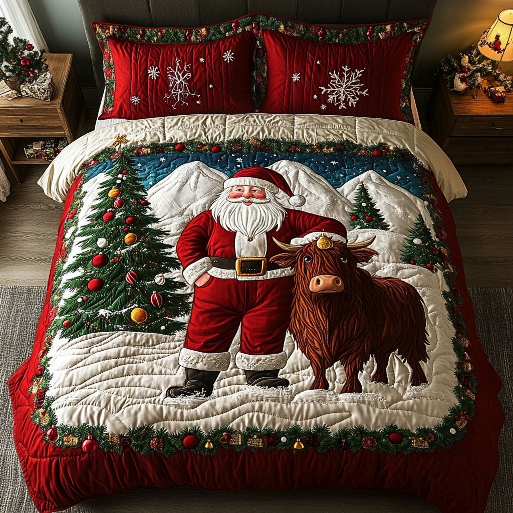 Santa Wish Quilted Bedding Set Santa Workshop Bedspread Set Gift Decor