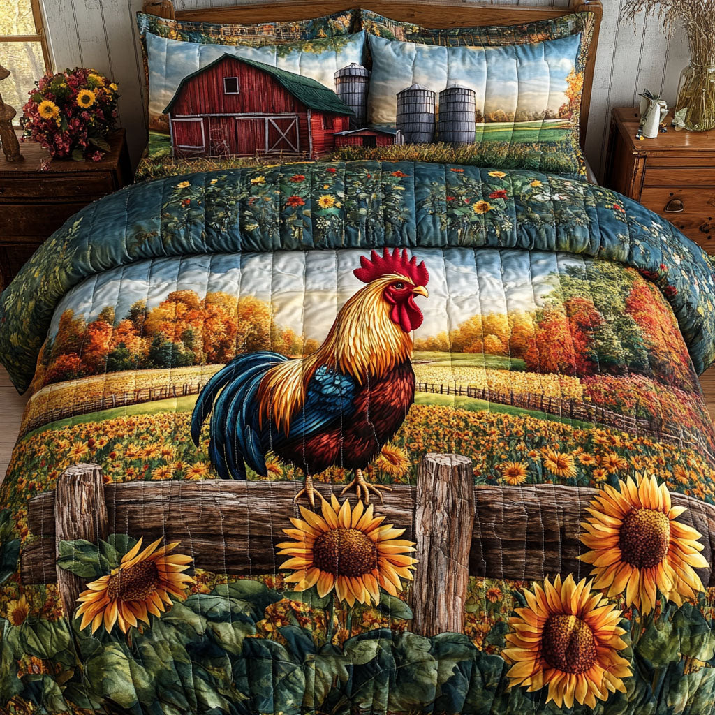 Barnyard Bliss Quilted Bedding Set Rustic Farm Bedspread Set Country Home Gift