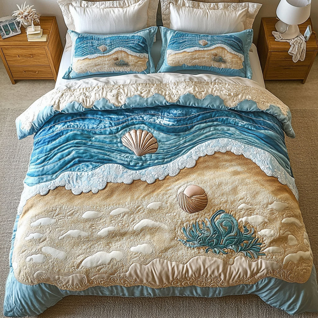 Coastal Escape Quilted Bedding Set Beach House Bedspread Set Gift For Beach Lovers