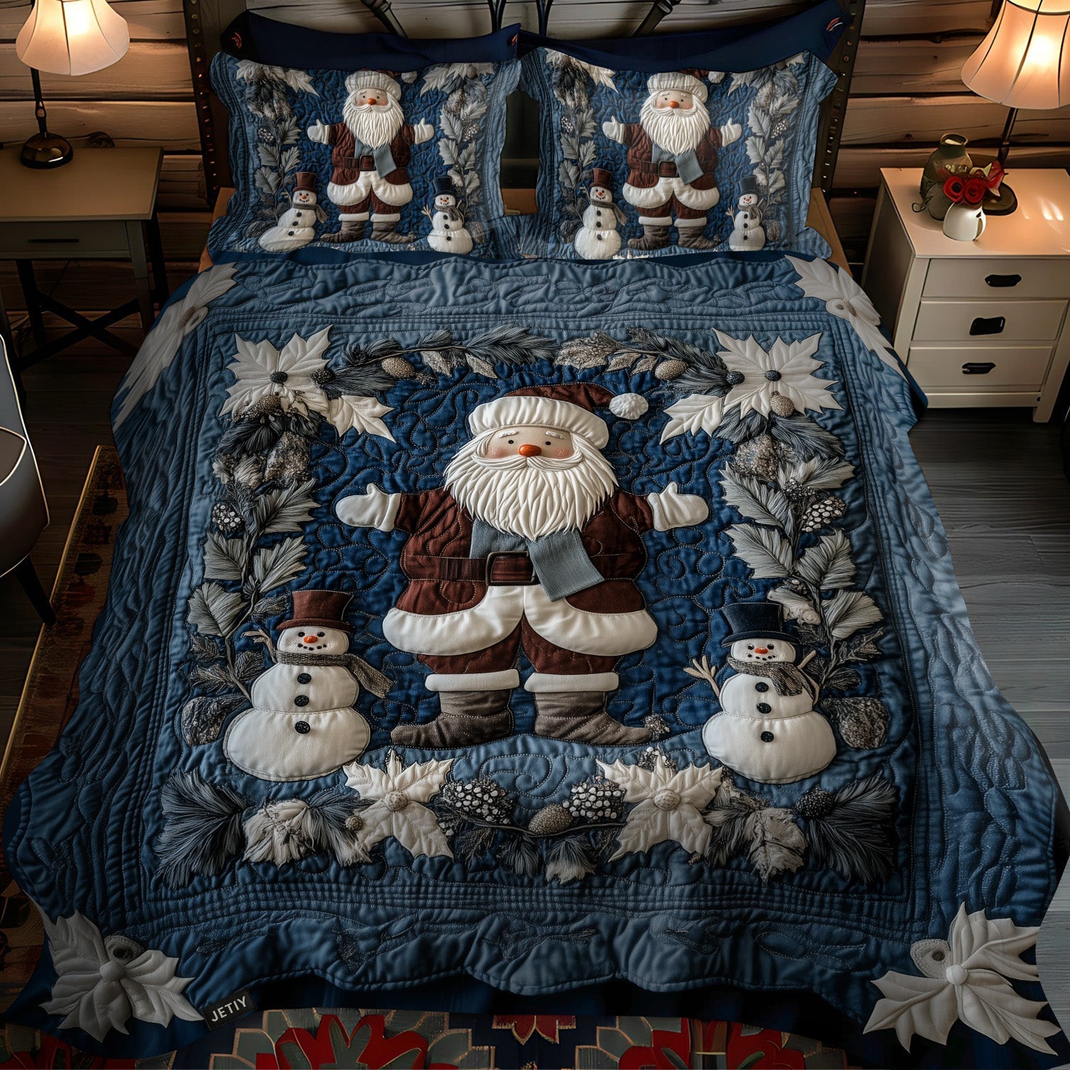 Winter Wonders Quilted Bedding Set Snowy Winter Bedspread Set Family Gift