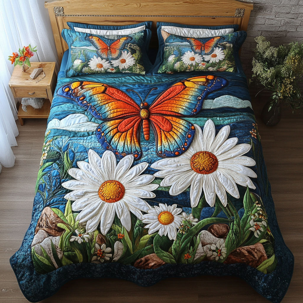 Blooming Wings Quilted Bedding Set Hummingbird Garden Bedspread Set Gift For Mom