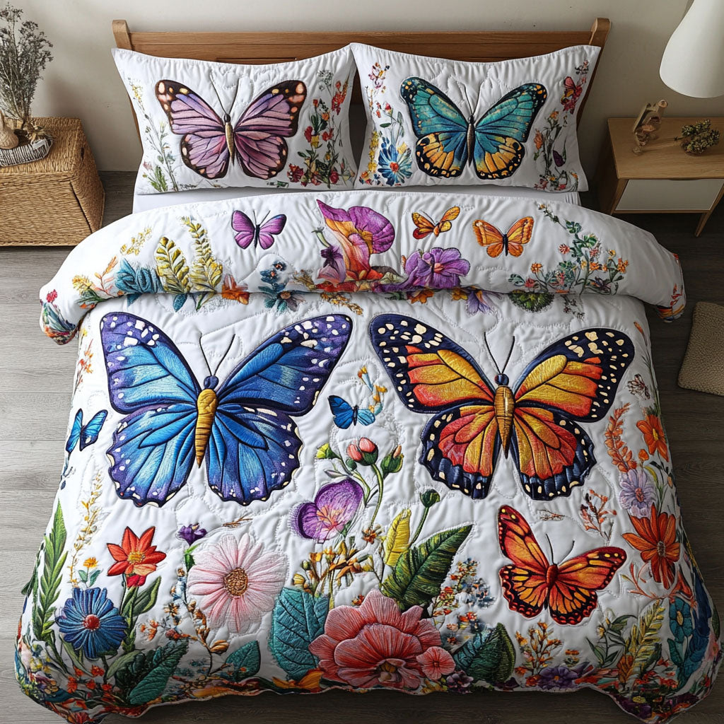 Winged Whispers Quilted Bedding Set Hummingbird Lover Bedspread Set Gift For Mom