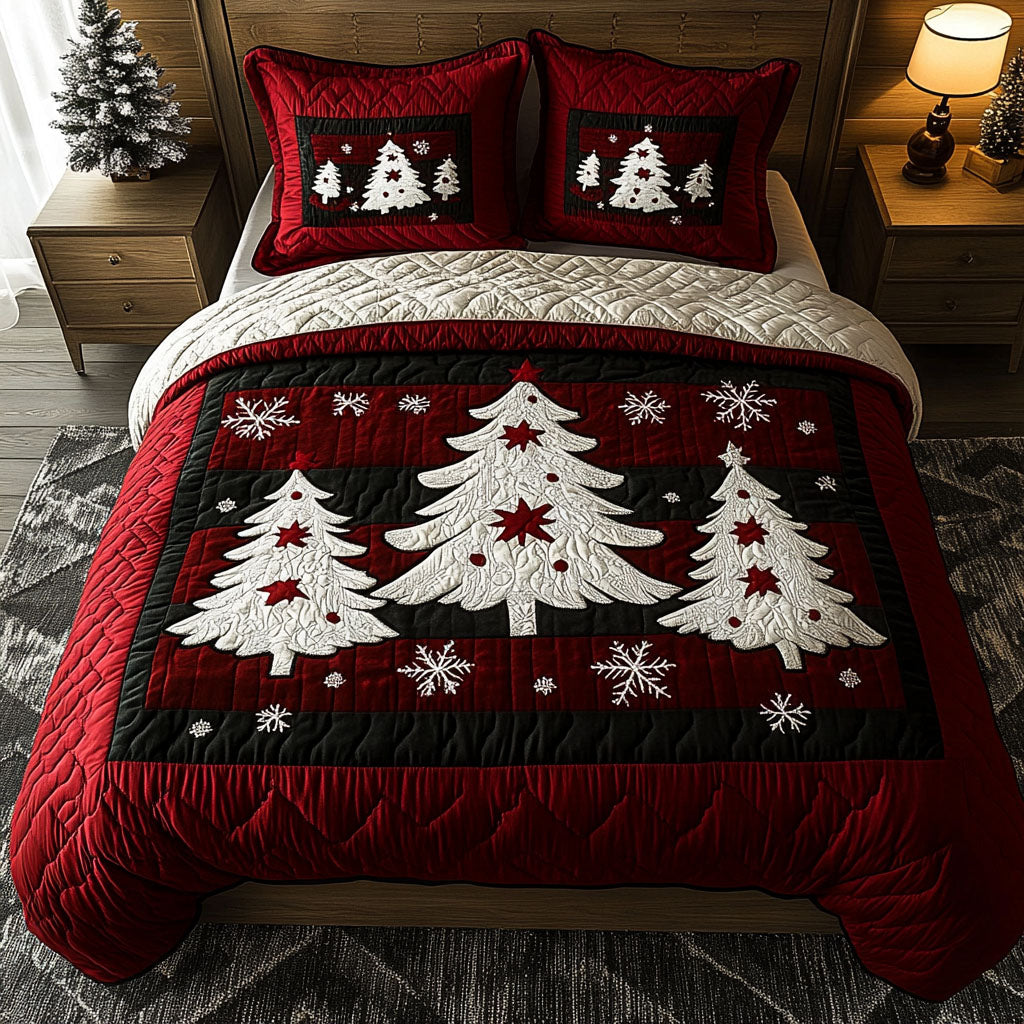 Holiday Magic Quilted Bedding Set Christmas Holiday Bedspread Set Family Gift