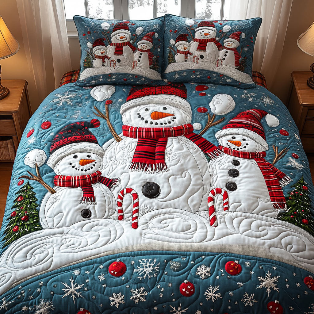Icy Embrace Quilted Bedding Set Frosty Winter Bedspread Set Family Gift
