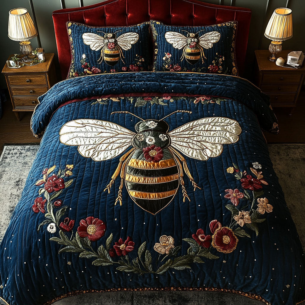 Queen Bee Charm Quilted Bedding Set Bee Lover Bedspread Set Gift For Mom