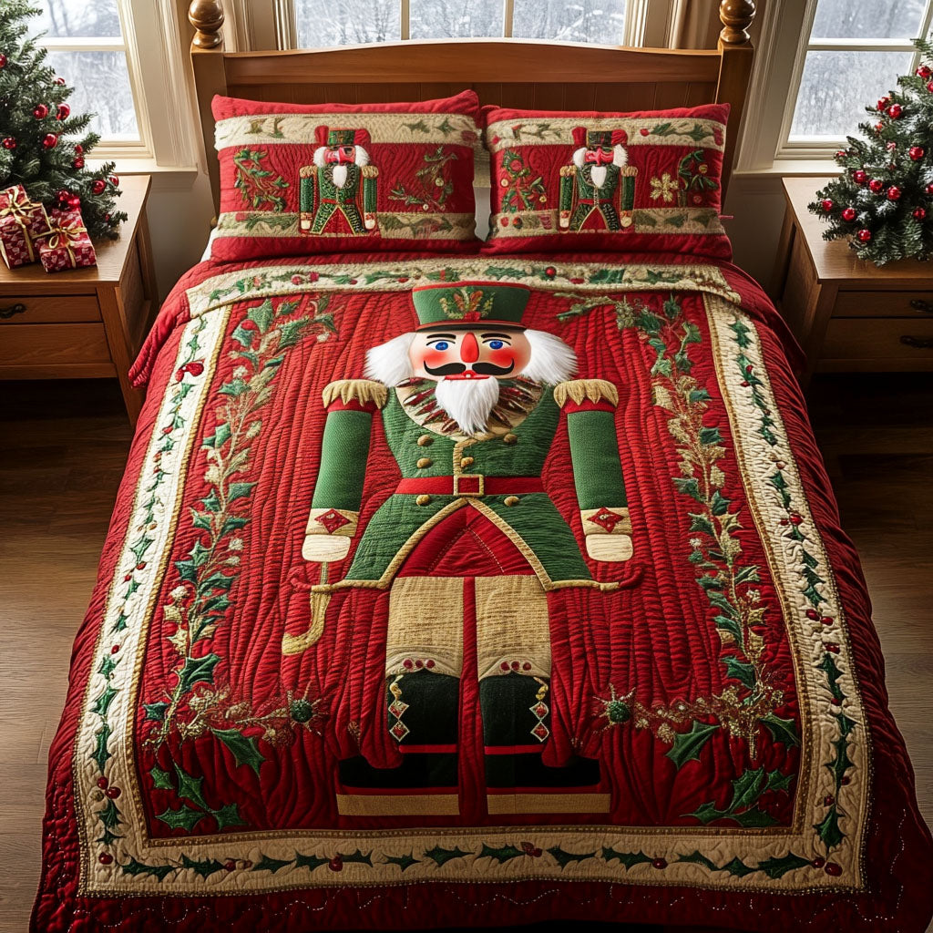 Noble Nutcracker Knight Quilted Bedding Set Medieval Knight Bedspread Set Gift For Him