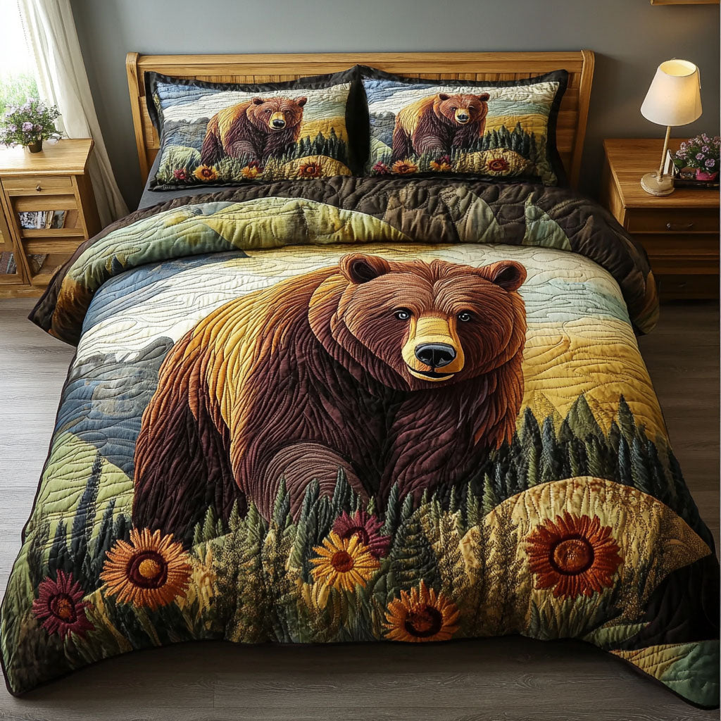 Woodland Wanderer Quilted Bedding Set Rustic Forest Bedspread Set Cabin Decor Gift