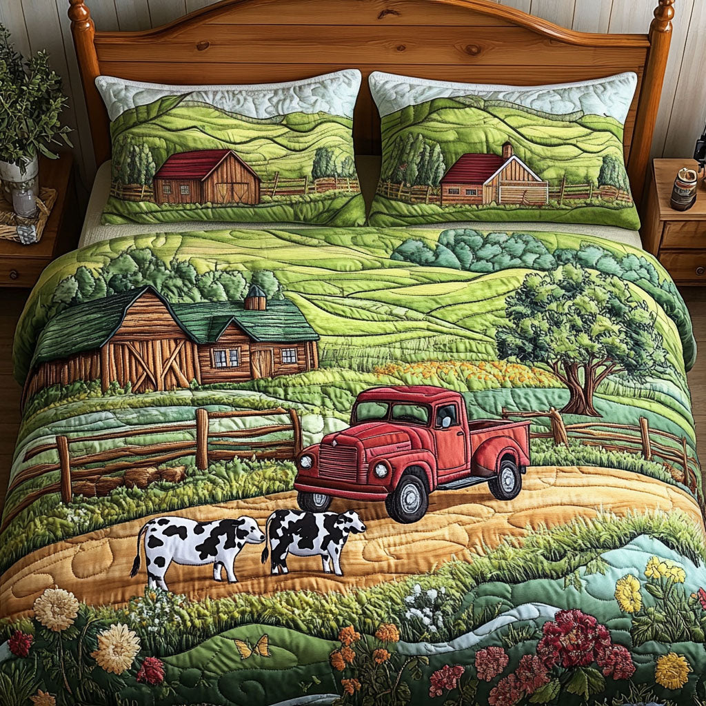 Country Ride Quilted Bedding Set Vintage Bedroom Bedspread Set Bedroom Decor Gift