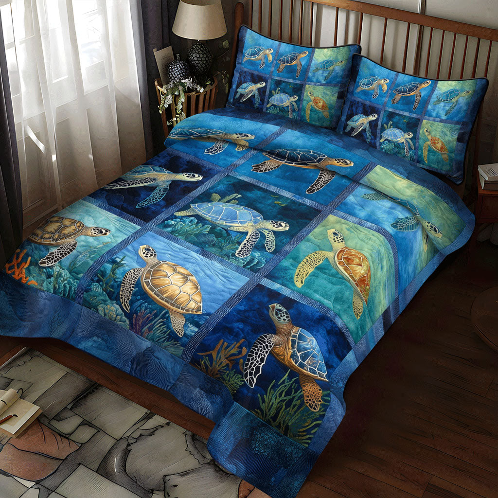 Ocean Voyage Quilted Bedding Set Beach House Bedspread Set Gift For Beach Lovers