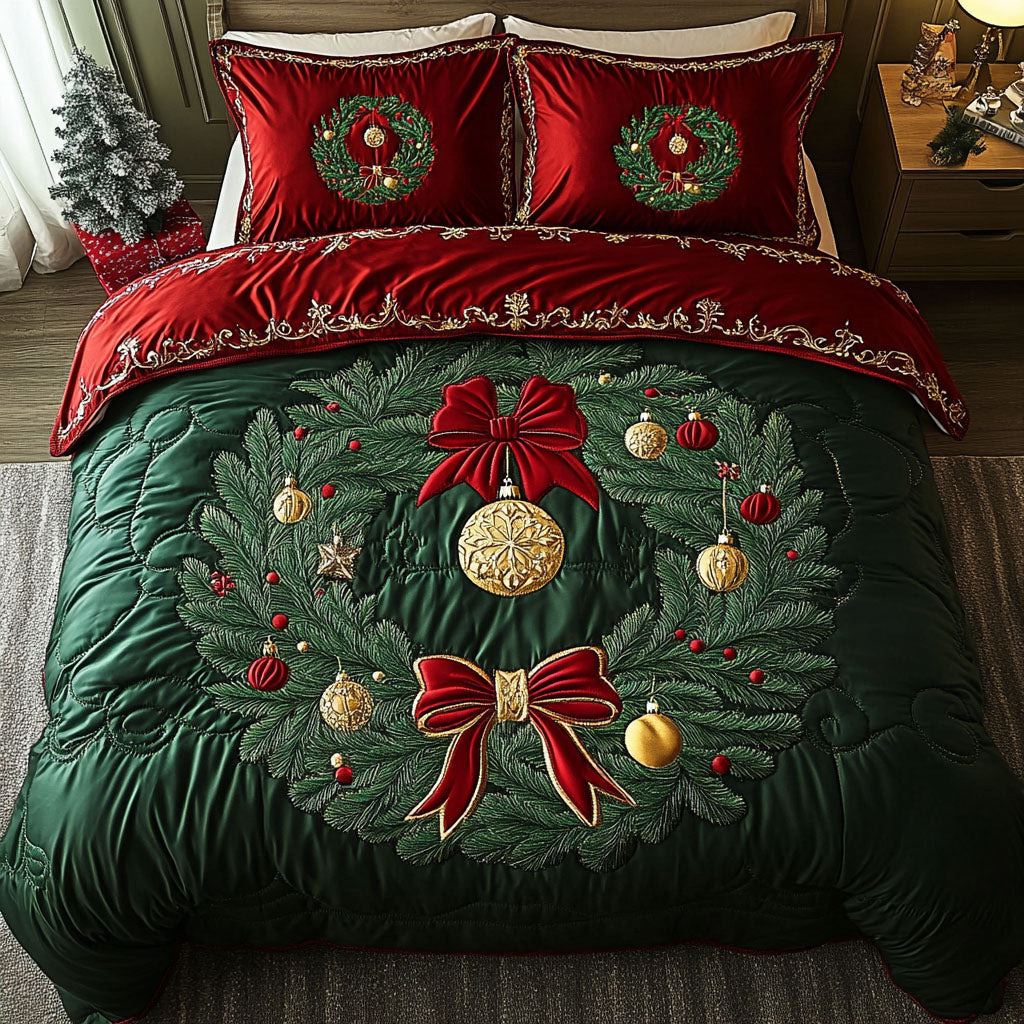 Royal Holiday Charm Quilted Bedding Set Xmas Holiday Bedspread Set Xmas Gift For Mom