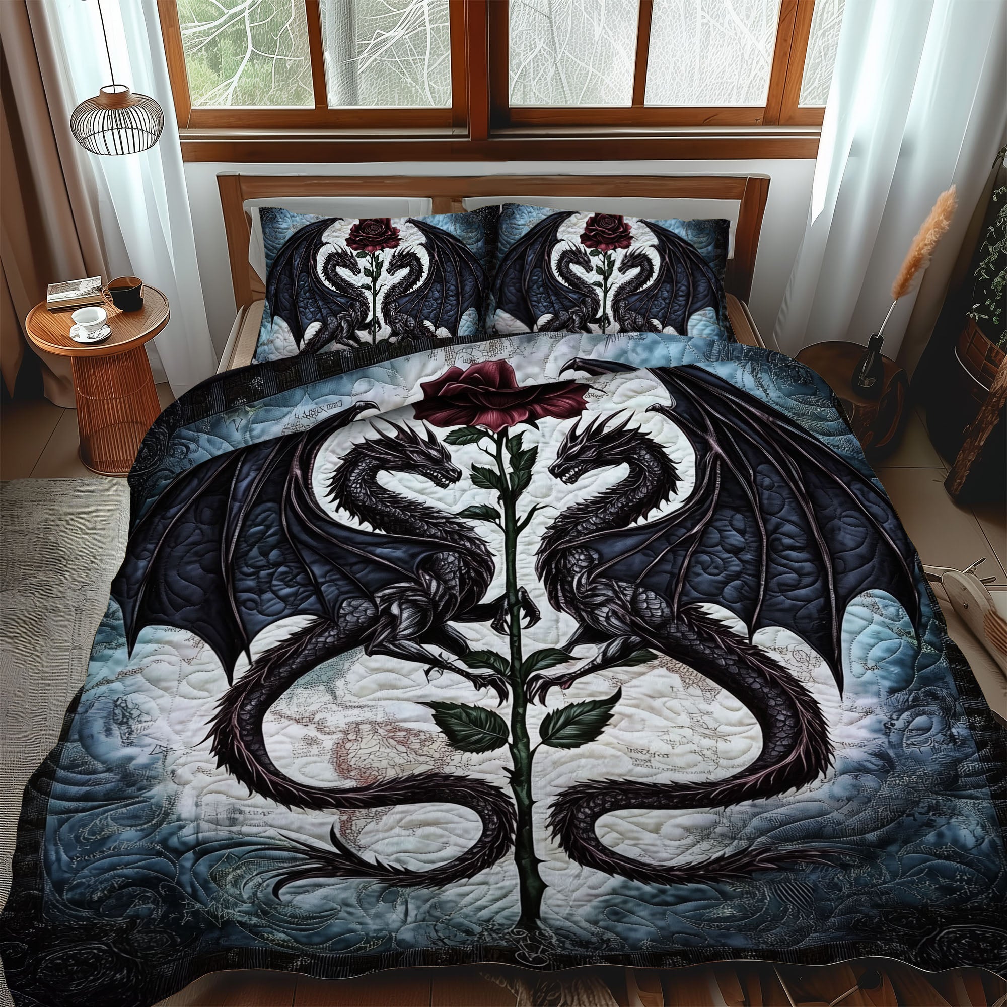 Twilight Embrace Quilted Bedding Set Cottage Bedroom Bedspread Set Housewarming Gift